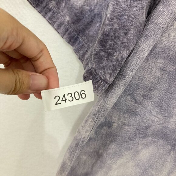 Cottonseed Casual Medium Gray Purple Tie Dye Fish Boho Gauzy Cotton Blouse - Picture 10 of 10